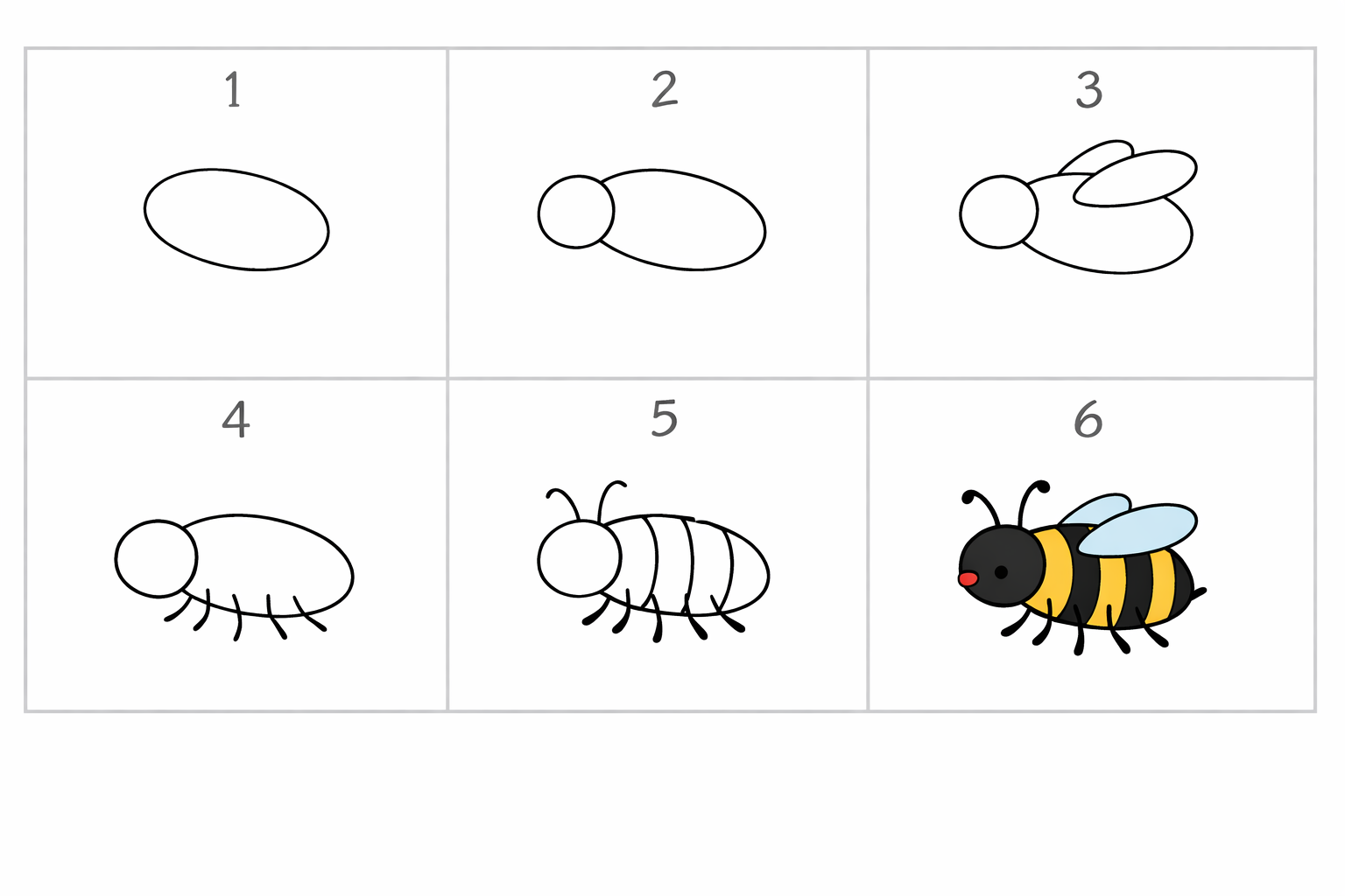 Cómo dibujar una abeja para principiantes — paso 1