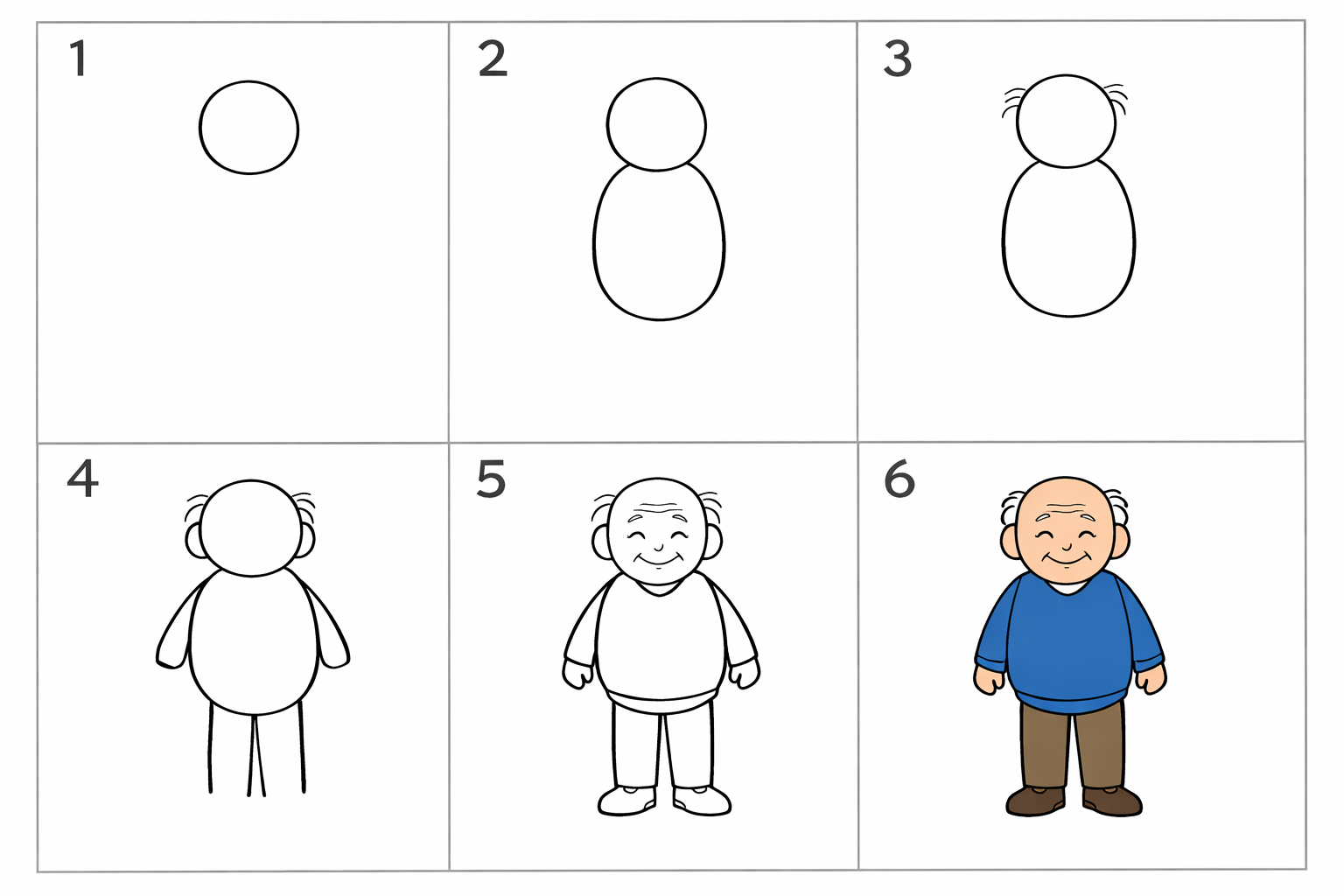 Cómo dibujar un anciano en 5 pasos