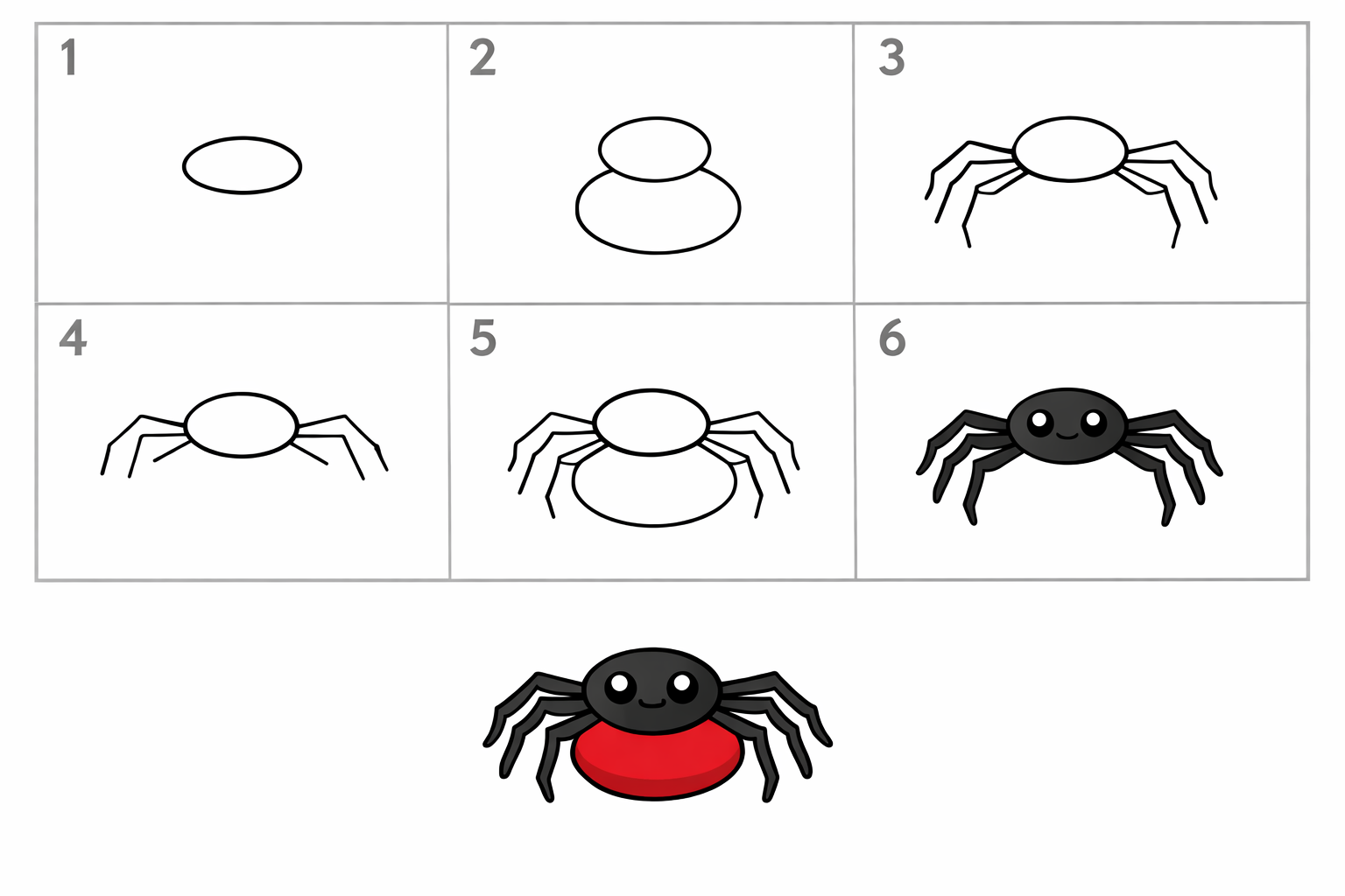 Cómo dibujar una araña fácil para niños — paso 1