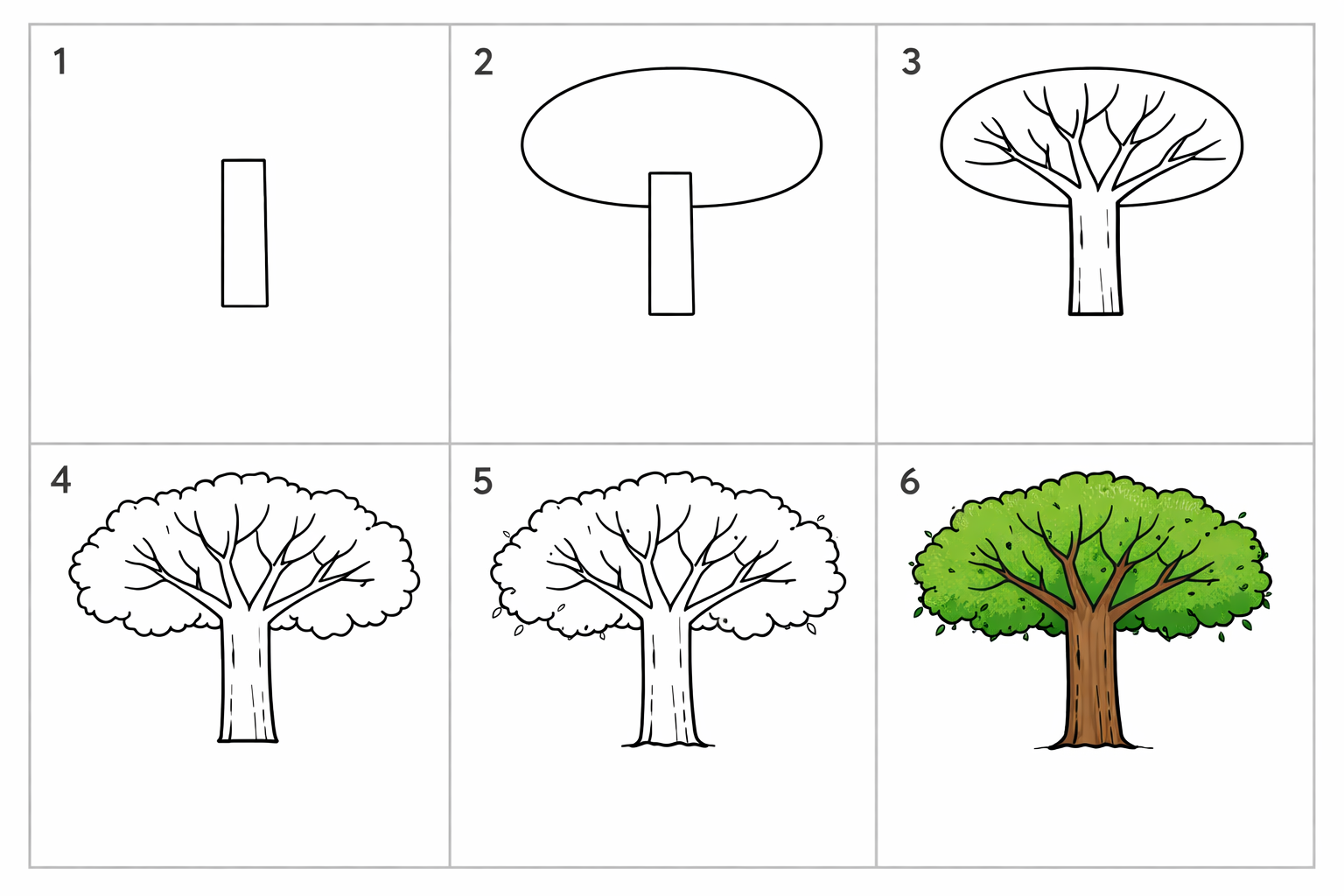 Cómo dibujar un árbol para niños — paso 1