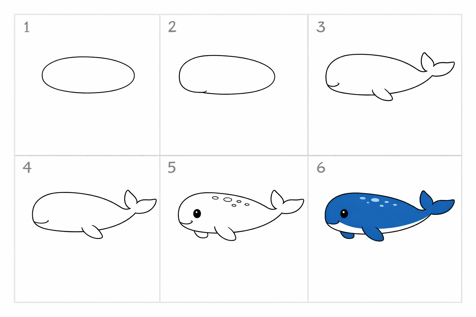 Cómo dibujar una ballena para principiantes — paso 1