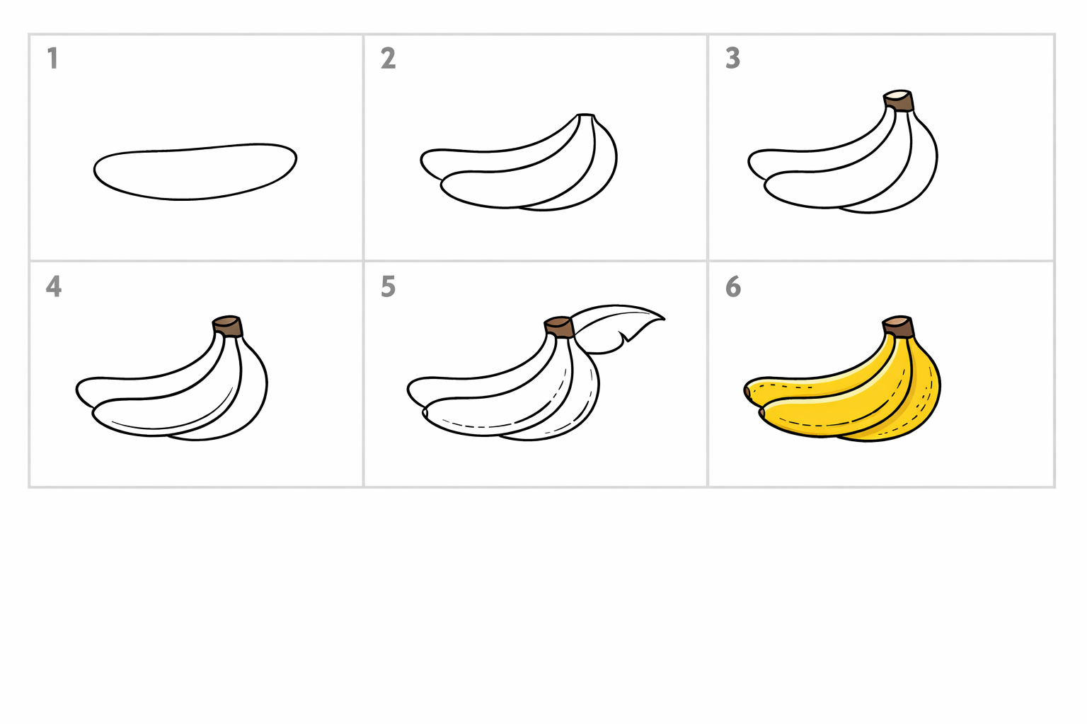 Cómo dibujar una banana para niños — paso 1