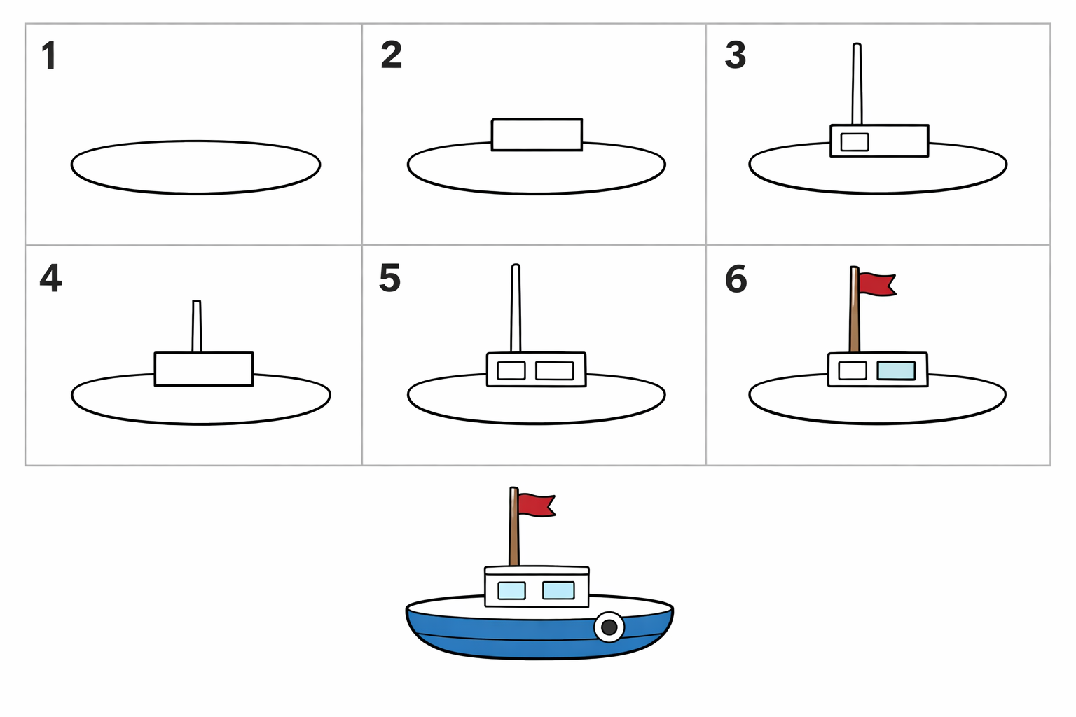 Cómo dibujar un barco fácil — paso 1
