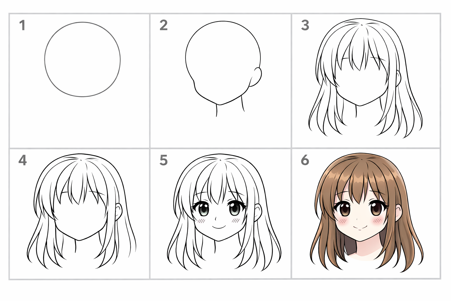 Cómo dibujar un blush anime fácil para niños — paso 1