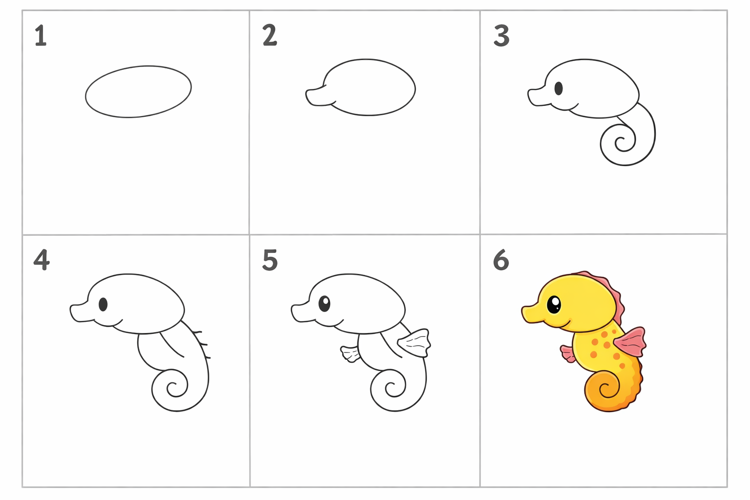 Cómo dibujar un caballito de mar en 5 pasos — paso 1