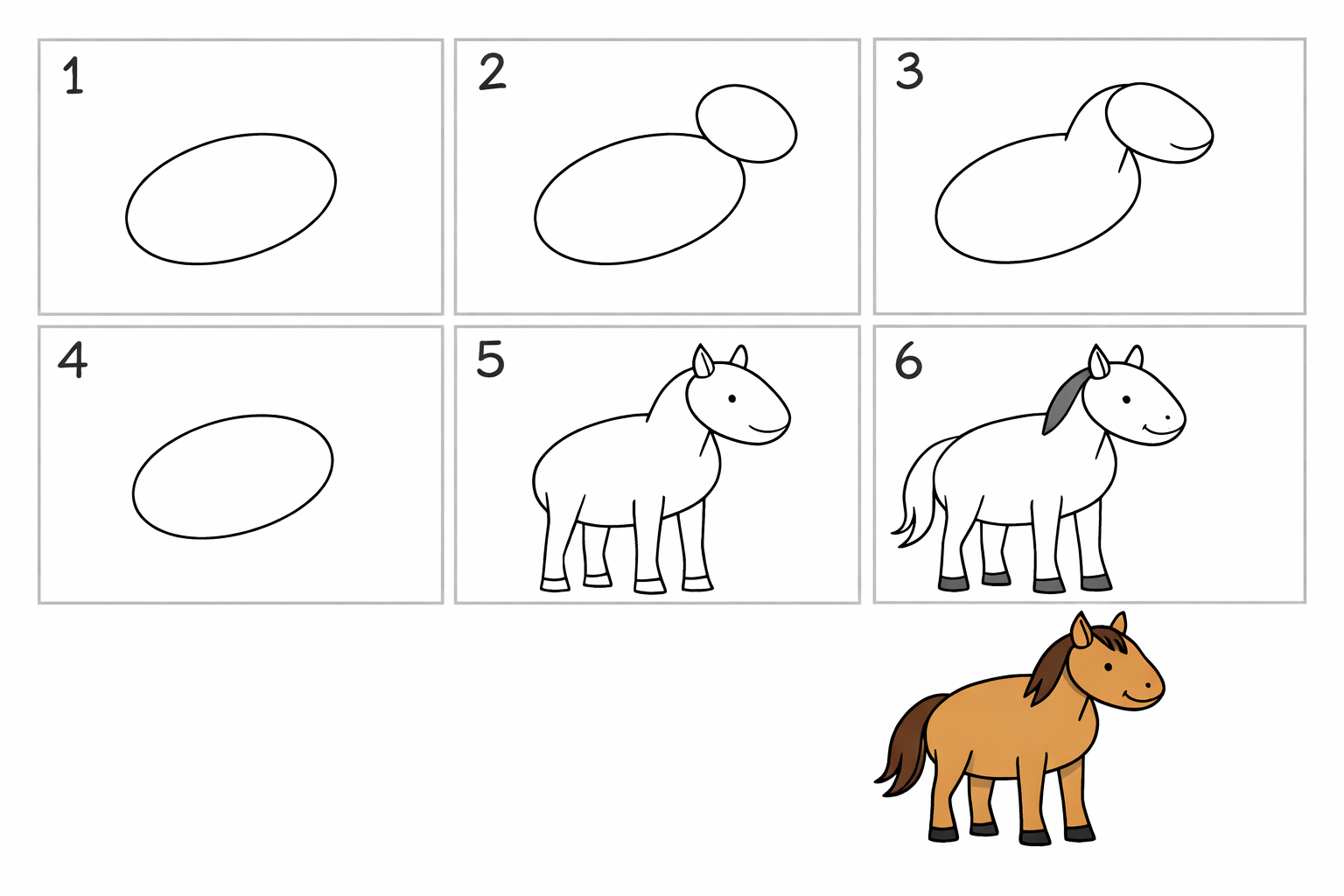Cómo dibujar un caballo fácil en 5 pasos — paso 1