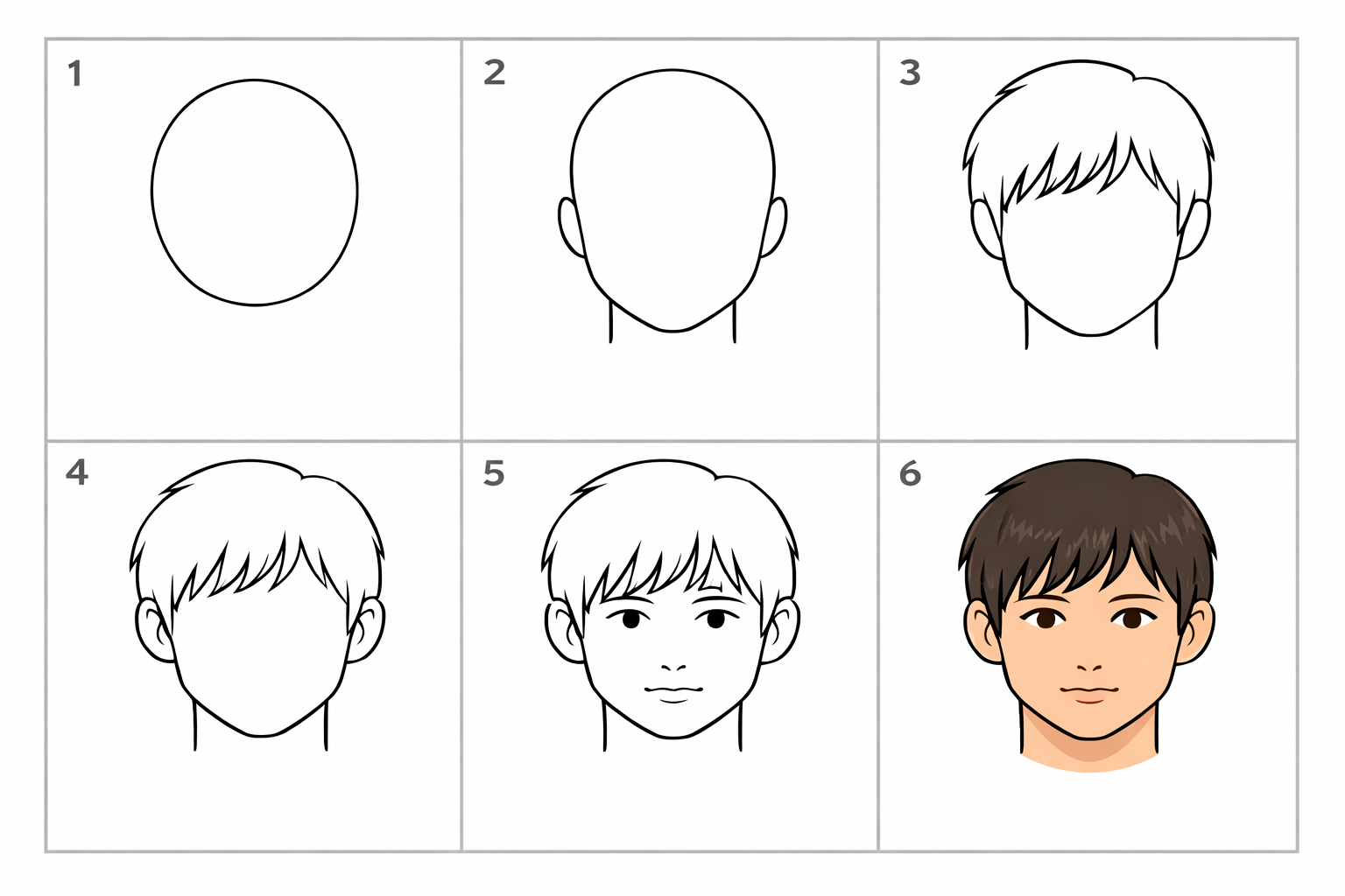 Cómo dibujar una cara de frente en 5 pasos