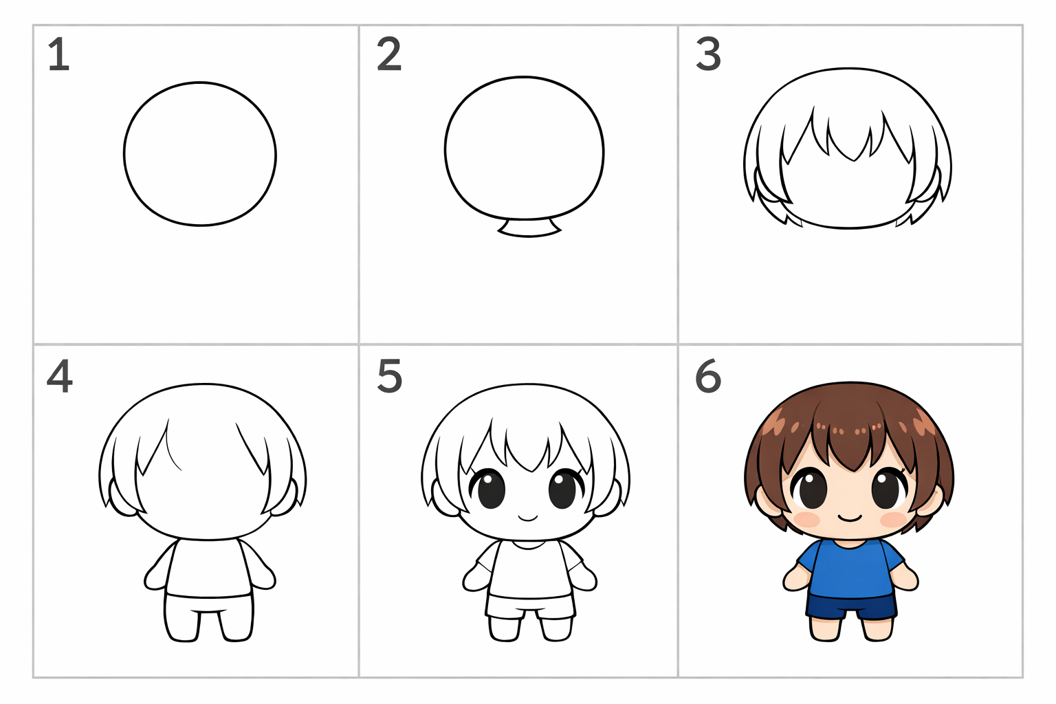 Cómo dibujar un chibi para niños — paso 1