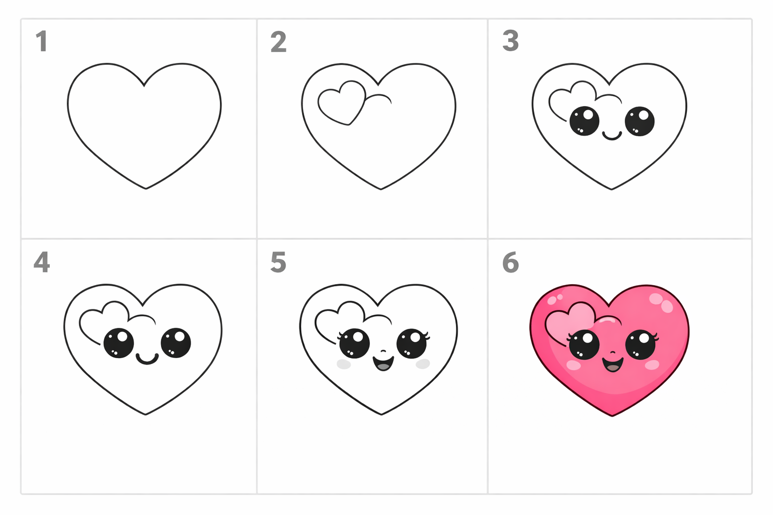 Cómo dibujar un corazón kawaii fácil