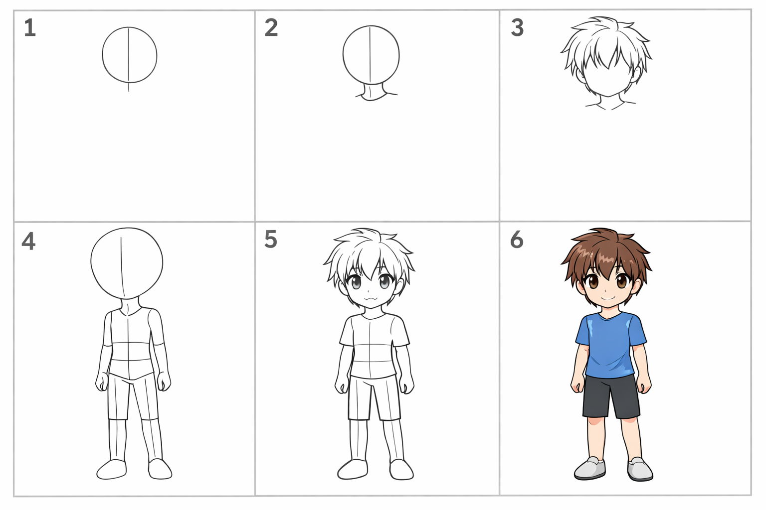 Cómo dibujar un cuerpo anime fácil para niños — paso 1