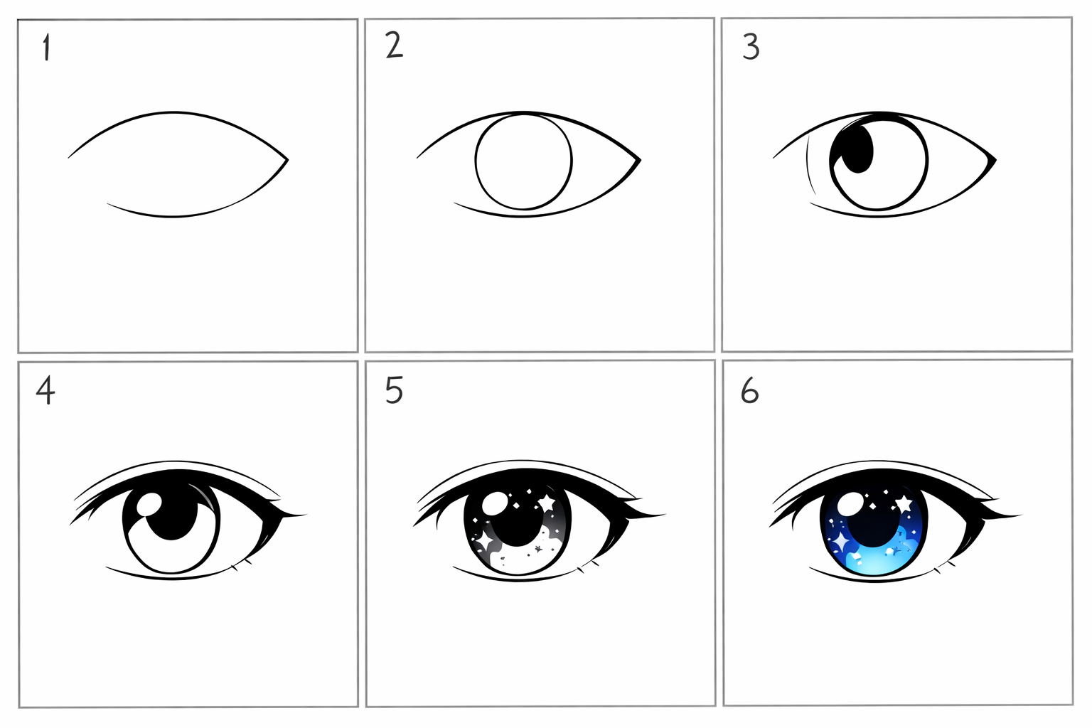 Cómo dibujar un destellos en ojos anime en 5 pasos — paso 1