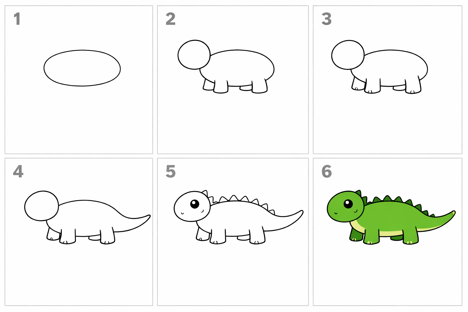 Cómo dibujar un dinosaurio para principiantes — paso 1