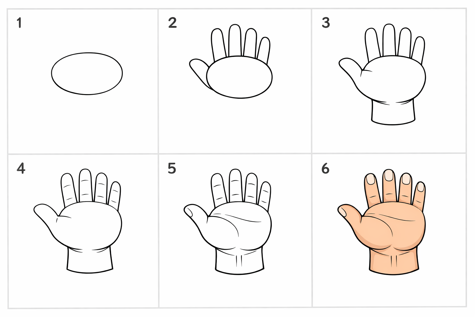 Cómo dibujar el dorso de la mano paso a paso — paso 1