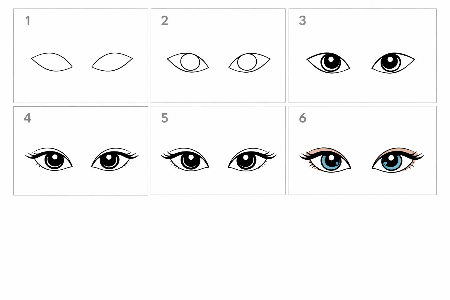 Cómo dibujar un dos ojos juntos fácil en 5 pasos