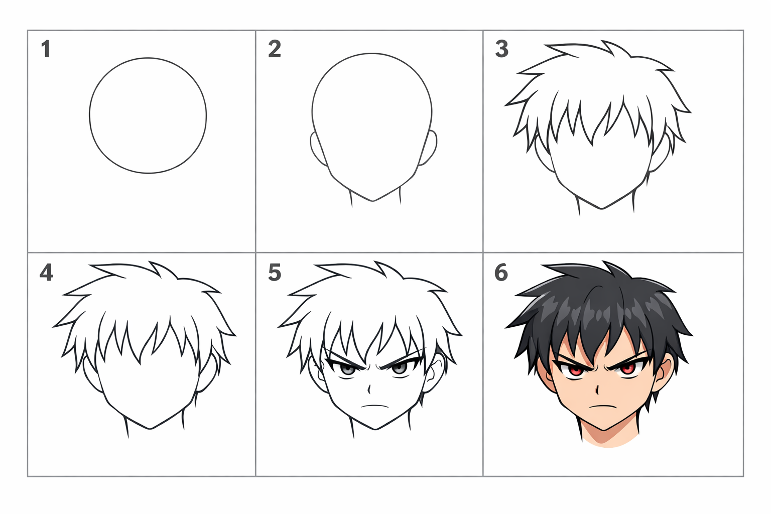 Cómo dibujar una expresión enojada anime para principiantes — paso 1