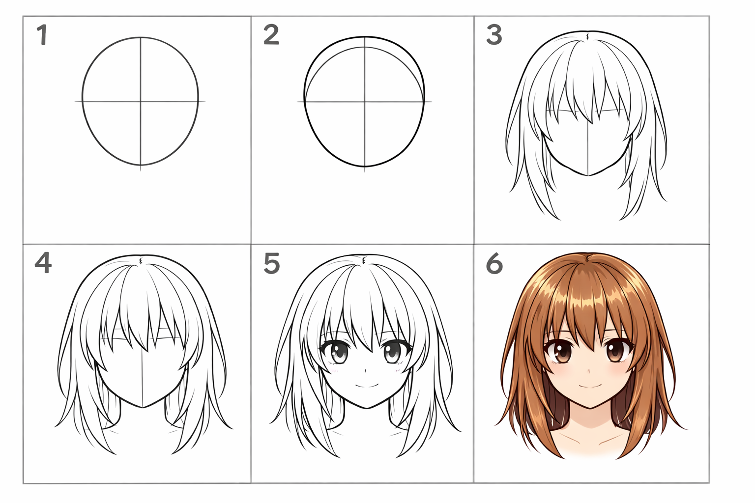 Cómo dibujar un flequillo anime fácil — paso 1