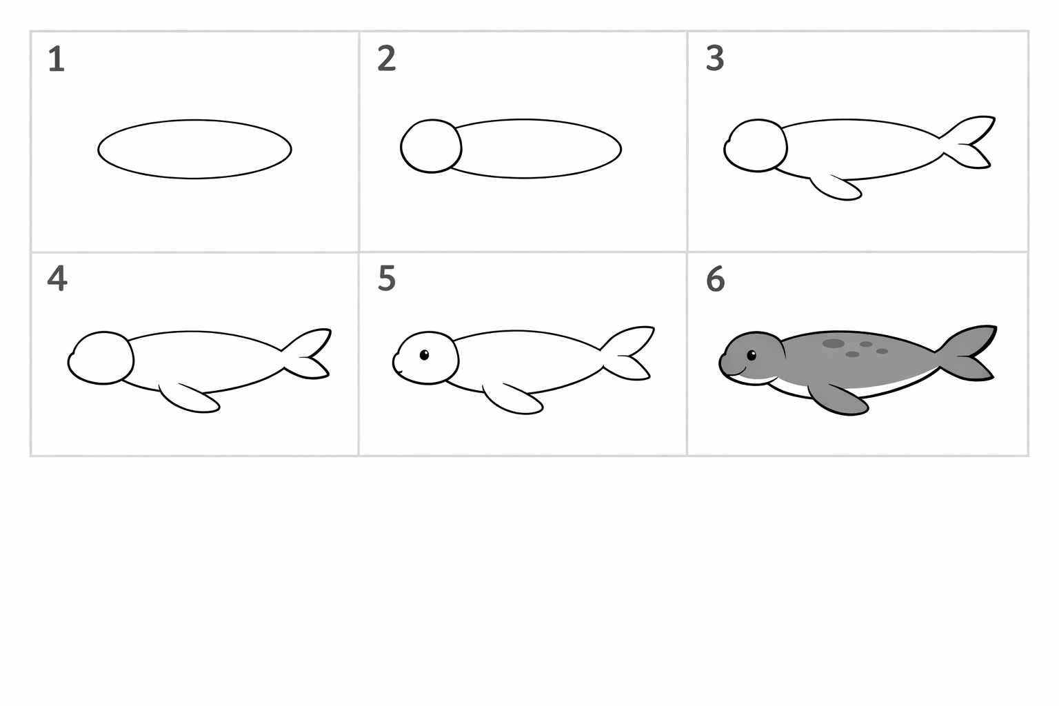Cómo dibujar una foca fácil — paso 1