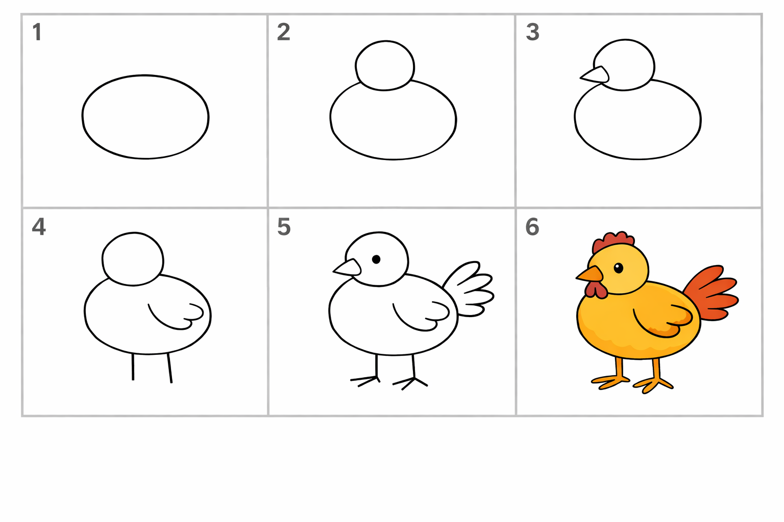 Cómo dibujar una gallina en 5 pasos — paso 1
