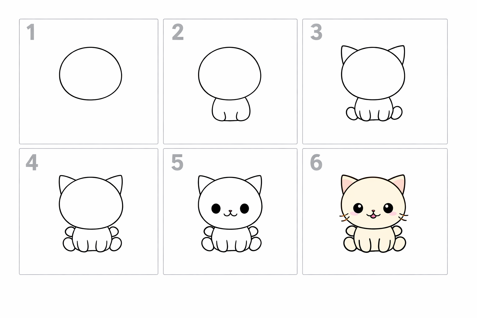 Cómo dibujar un gato kawaii fácil en 5 pasos