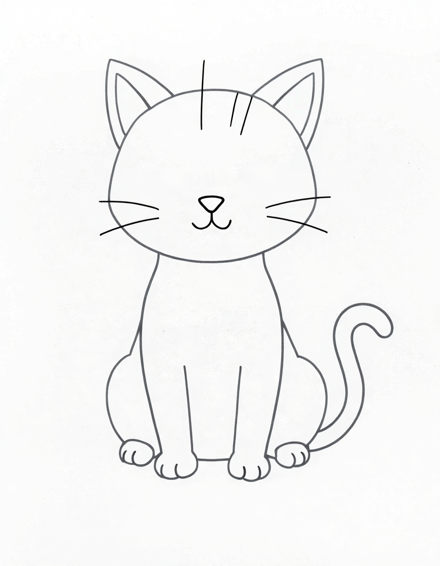 Cómo dibujar un gato en 5 pasos — paso 1