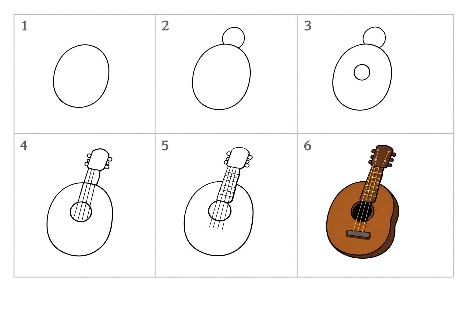 Cómo dibujar una guitarra fácil para niños