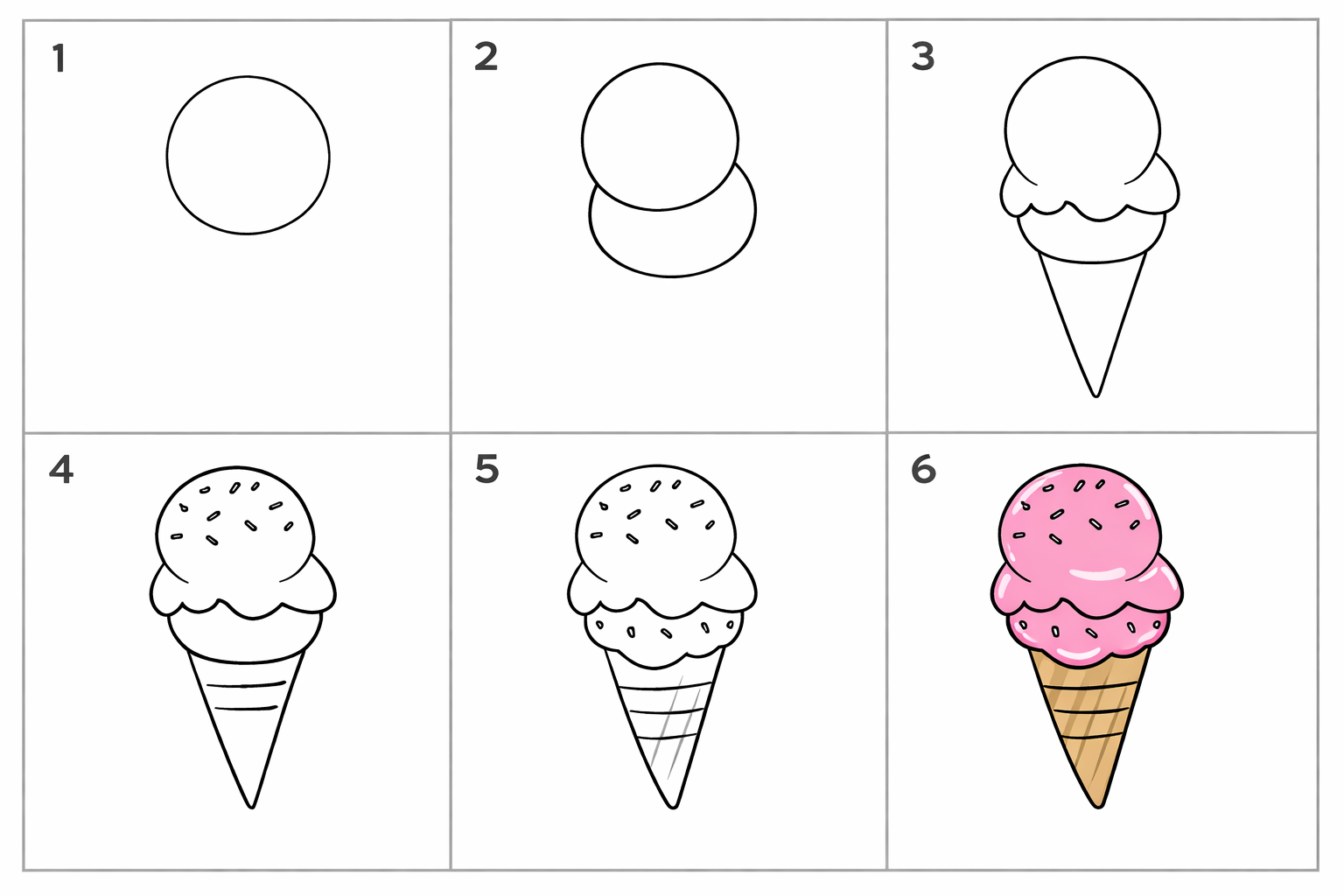 Cómo dibujar un helado fácil para niños — paso 1
