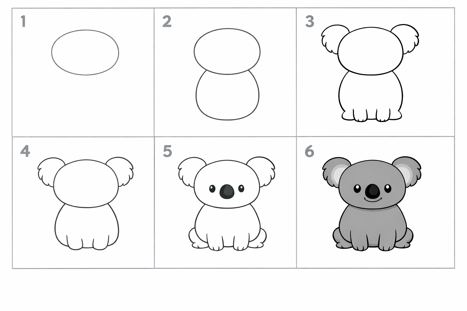 Cómo dibujar un koala fácil en 5 pasos — paso 1