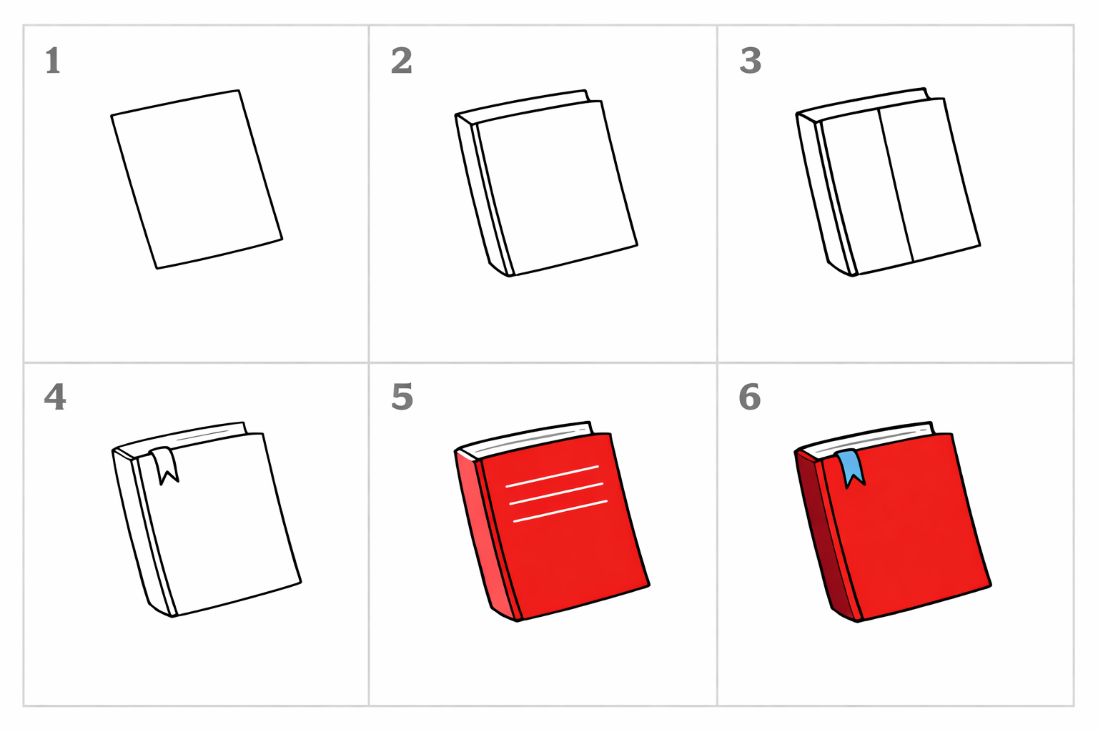 Cómo dibujar un libro paso a paso — paso 1