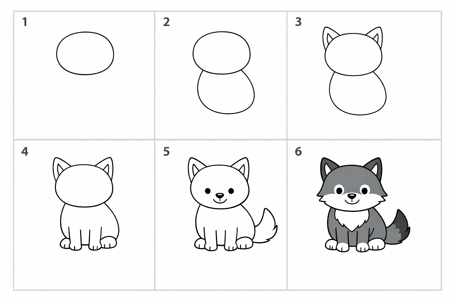 Cómo dibujar un lobo en 5 pasos — paso 1