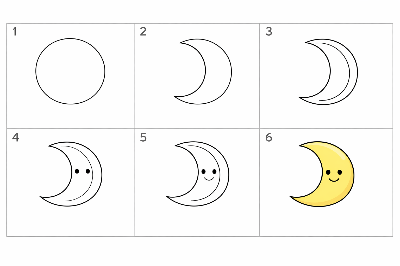 Cómo dibujar una luna fácil — paso 1