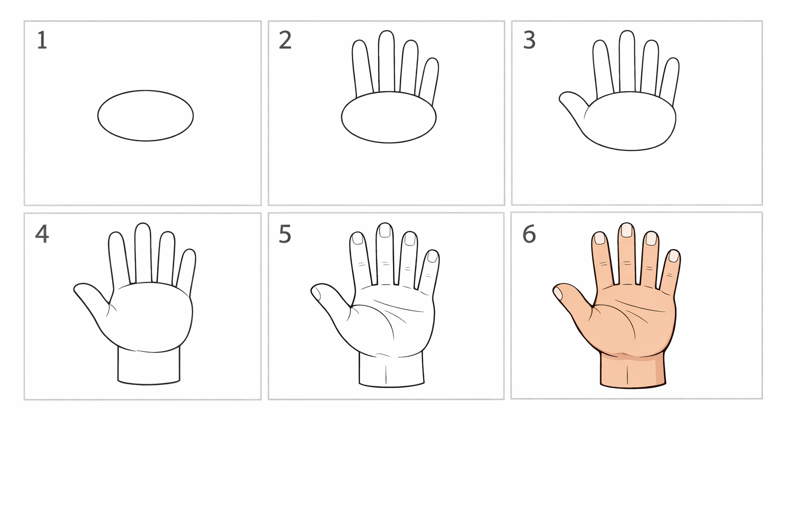 Cómo dibujar una mano de adulto fácil en 5 pasos — paso 1