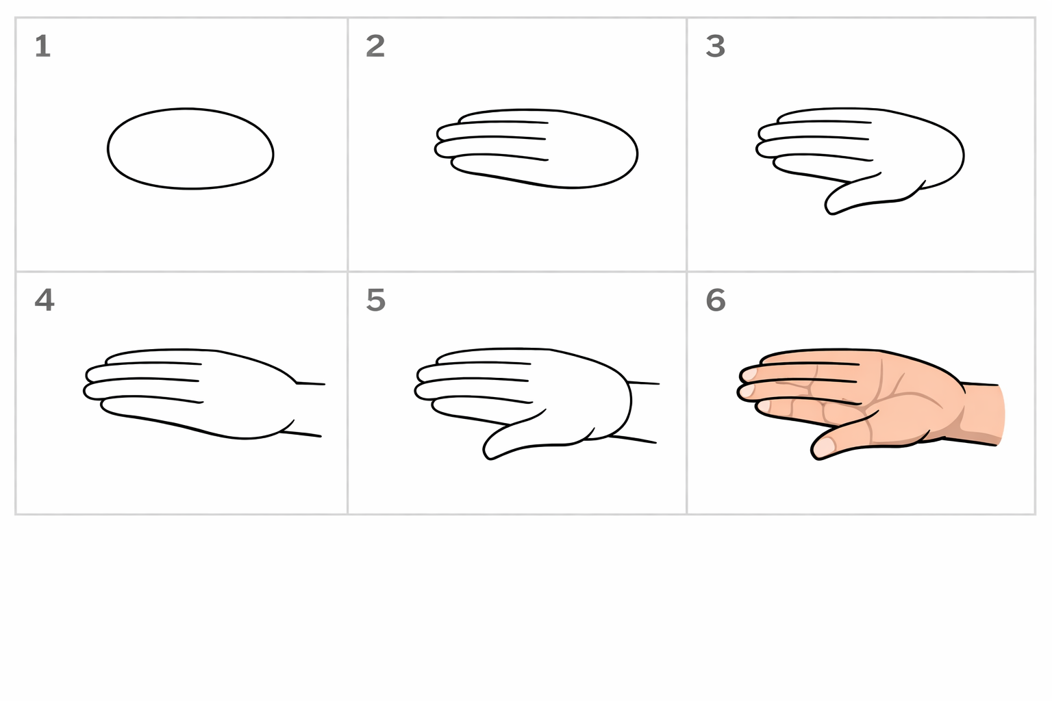 Cómo dibujar una mano de perfil fácil — paso 1
