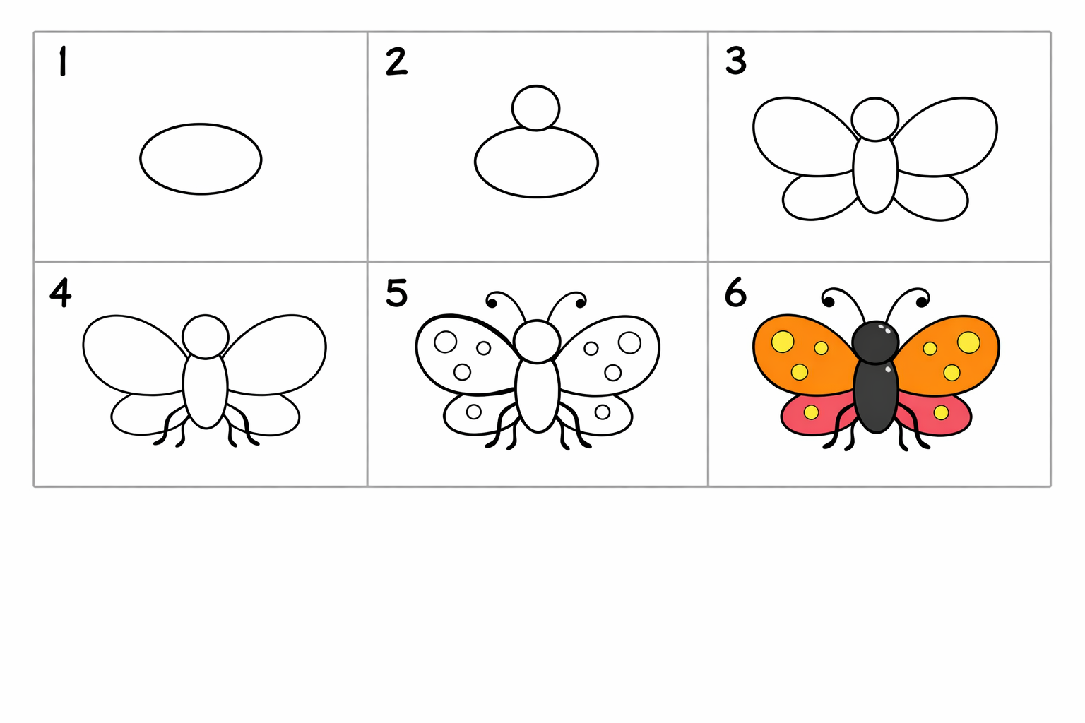 Cómo dibujar una mariposa fácil en 5 pasos — paso 1