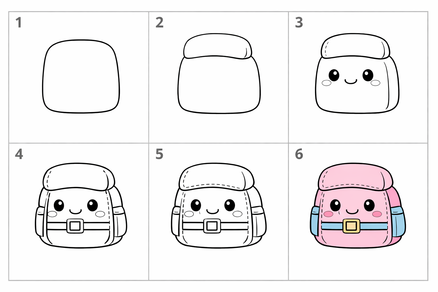 Cómo dibujar una mochila anime fácil para niños — paso 1