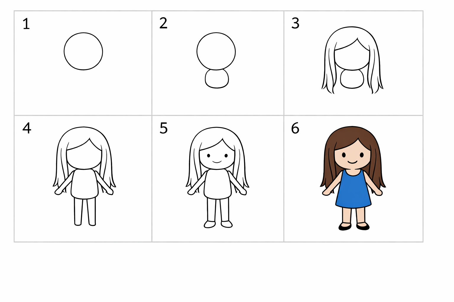 Cómo dibujar una niña paso a paso — paso 1