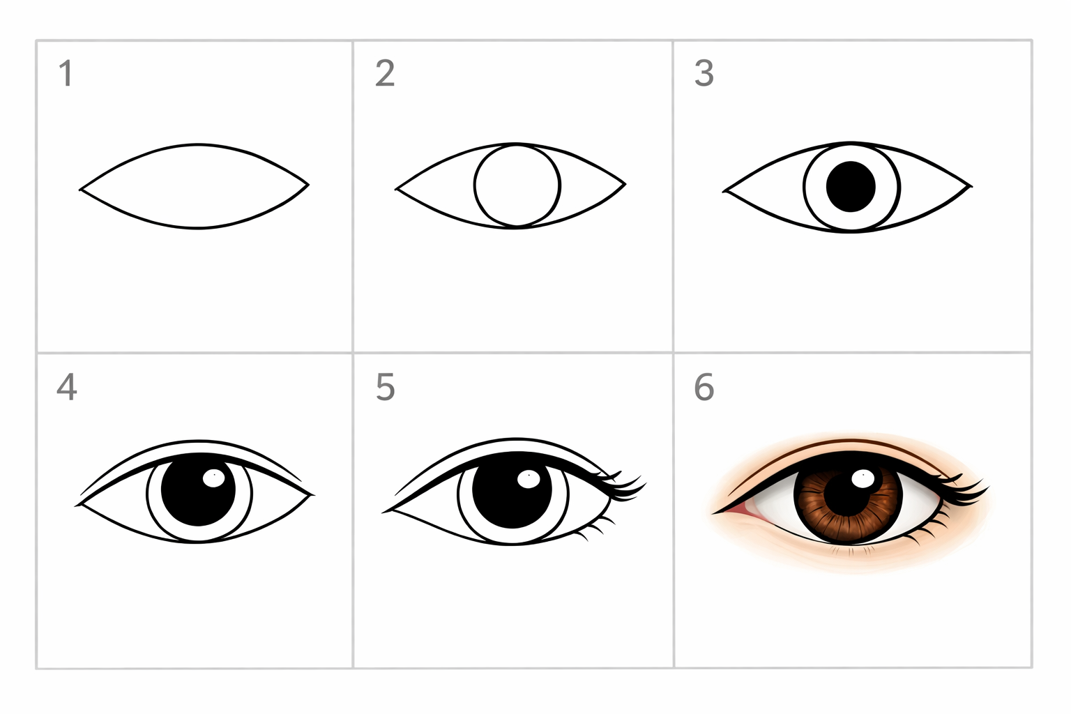 Cómo dibujar un ojo con brillo paso a paso
