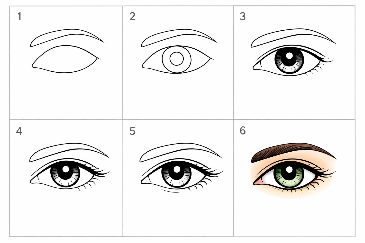 Cómo dibujar un ojo con ceja paso a paso