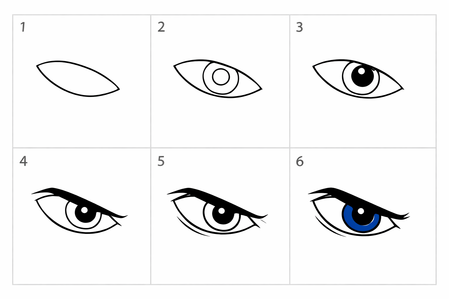 Cómo dibujar un ojo enojado fácil en 5 pasos