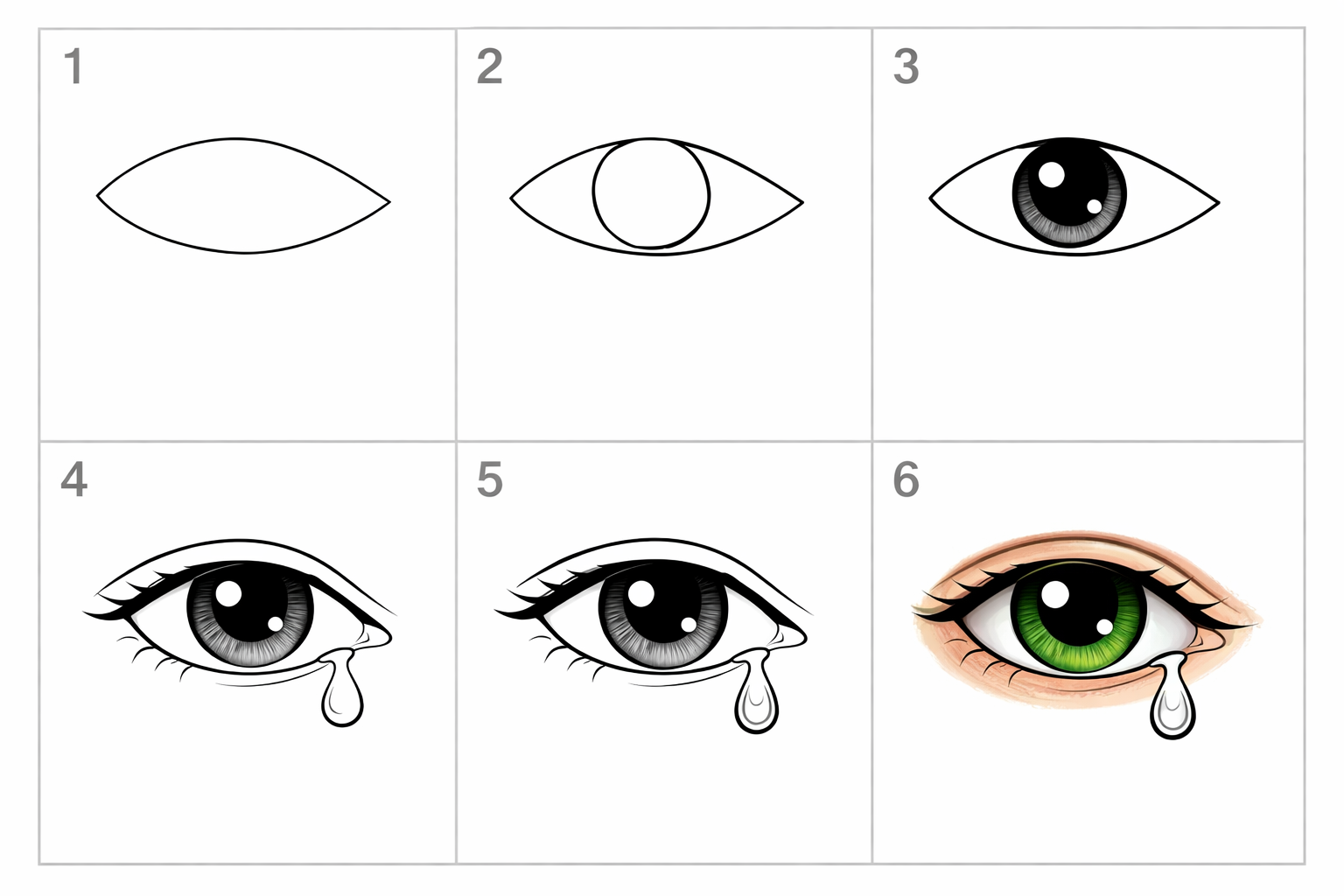 Cómo dibujar un ojo llorando fácil en 5 pasos