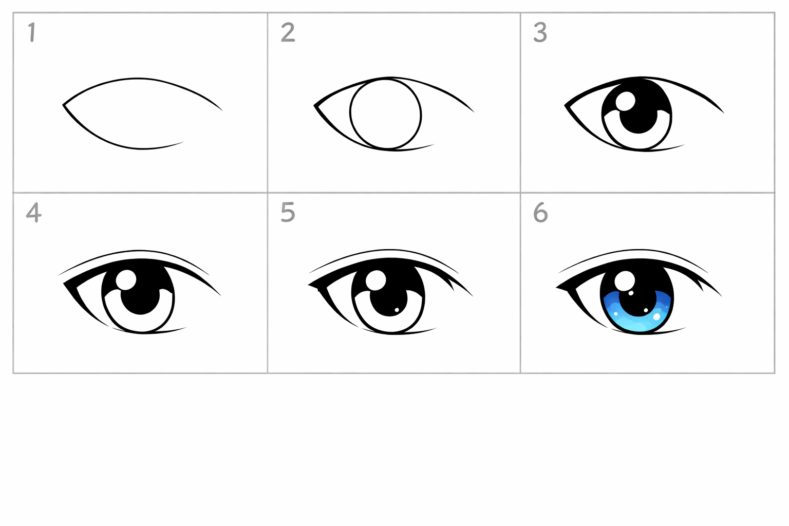 Cómo dibujar un ojos anime fácil en 5 pasos — paso 1