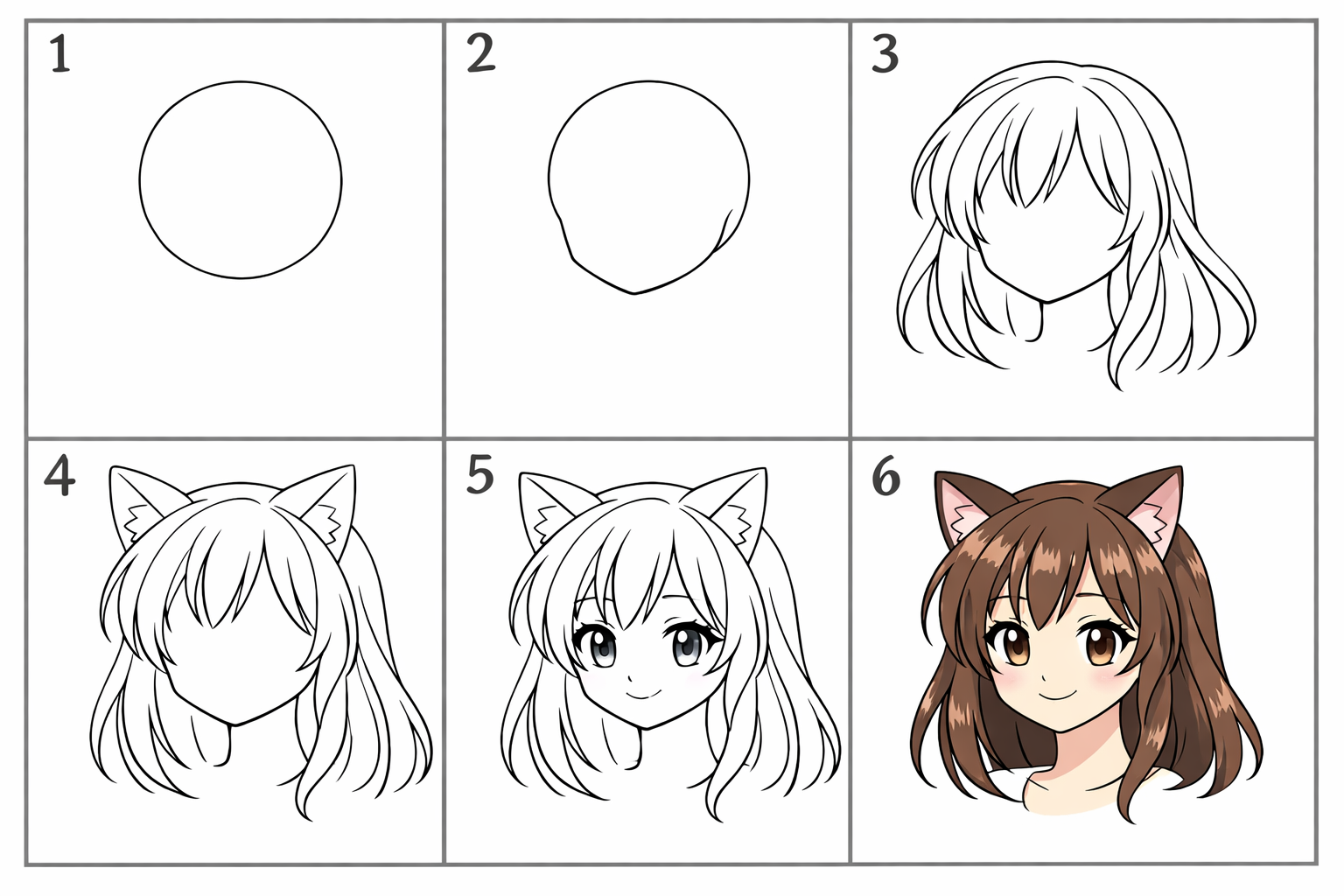 Cómo dibujar un orejas de gato anime paso a paso — paso 1