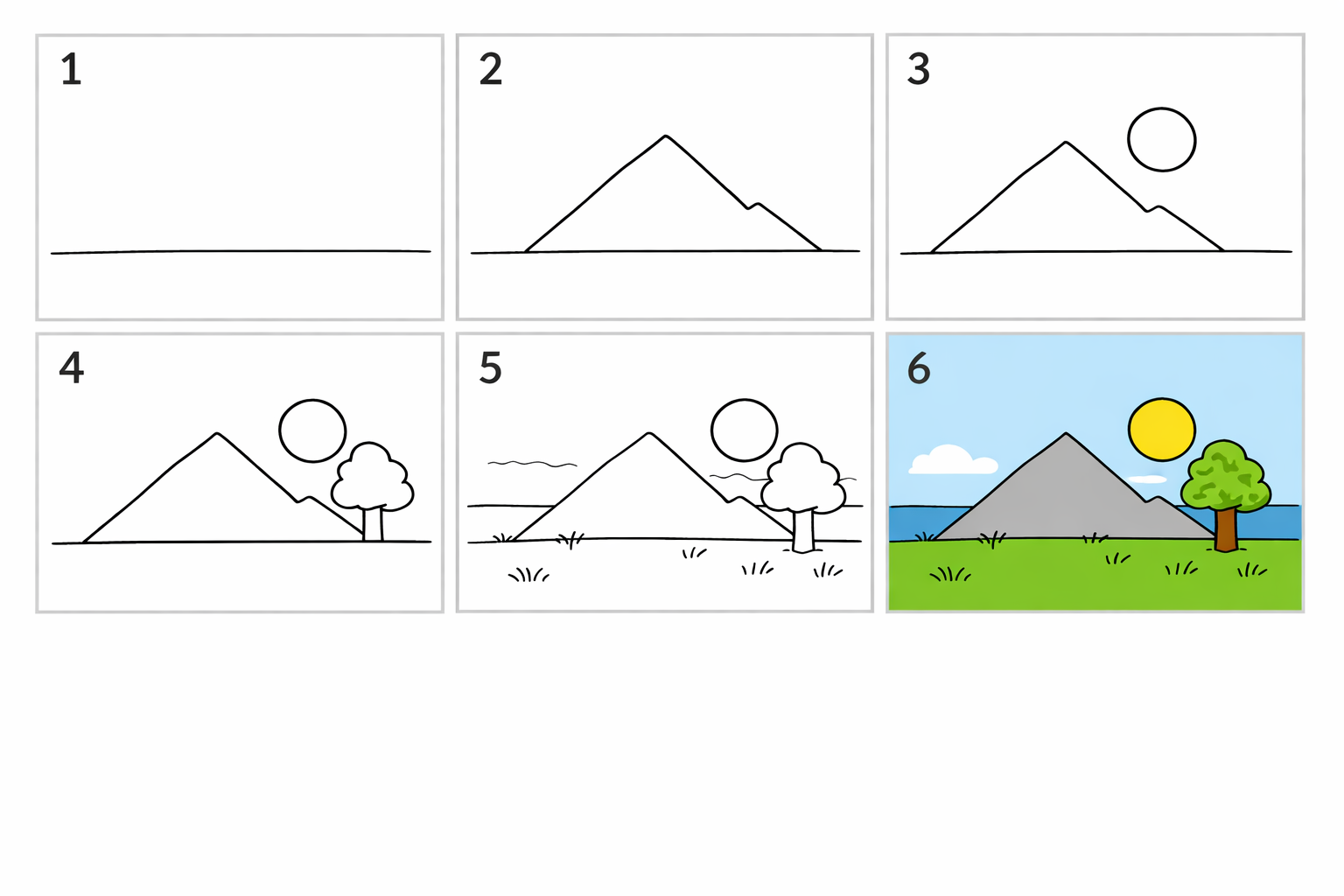 Cómo dibujar un paisaje simple fácil
