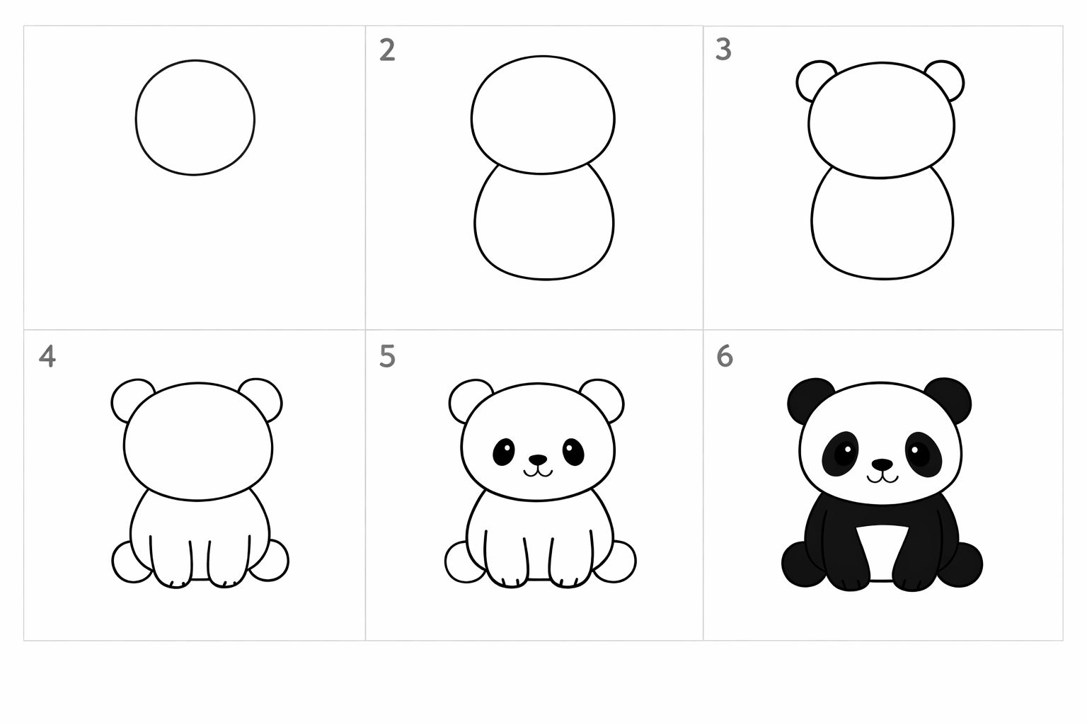 Cómo dibujar un panda fácil — paso 1