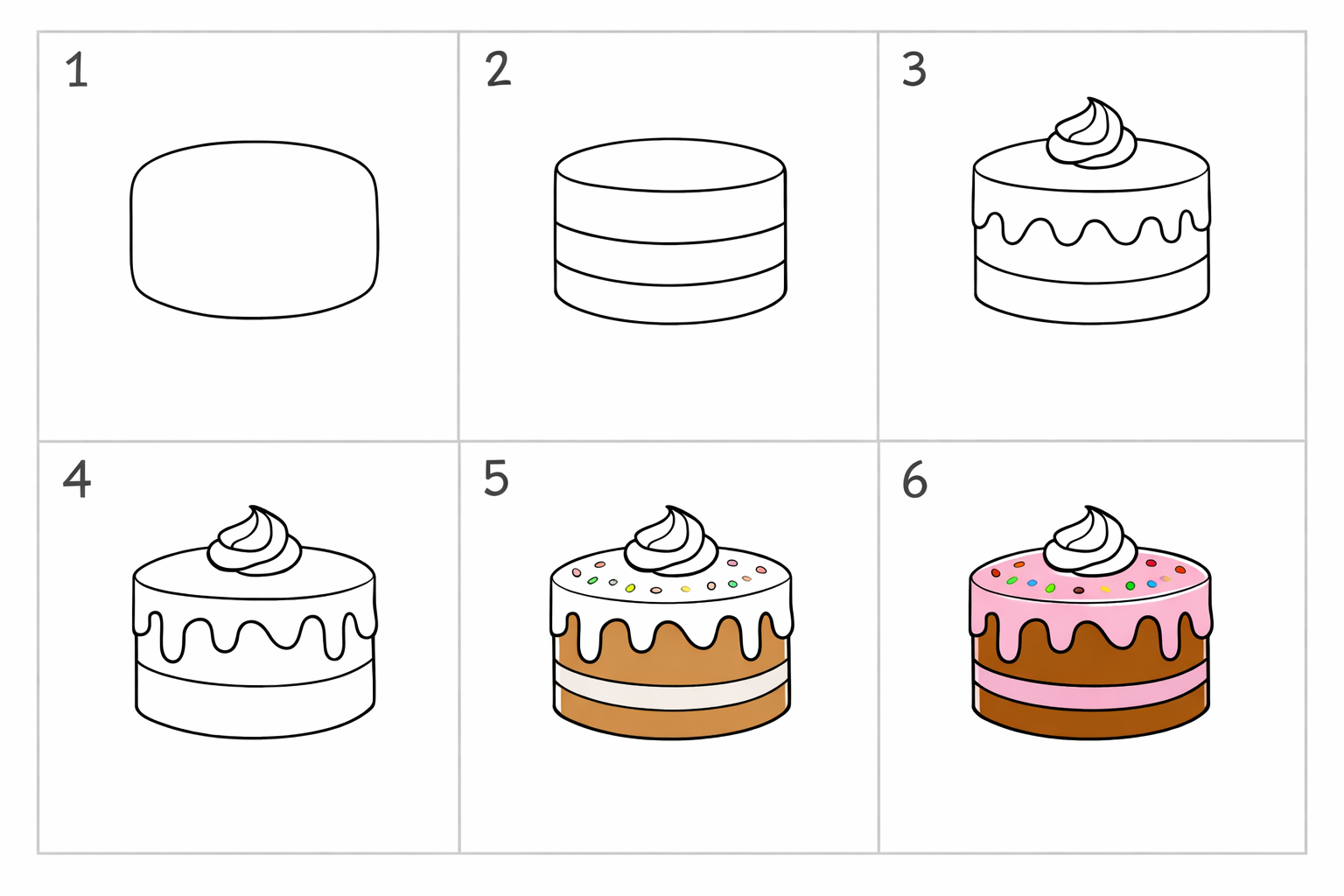Cómo dibujar un pastel en 5 pasos — paso 1