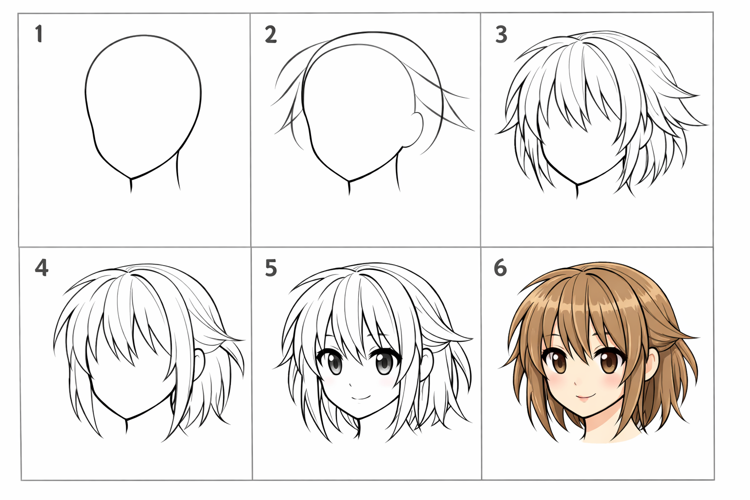 Cómo dibujar un pelo anime para principiantes — paso 1