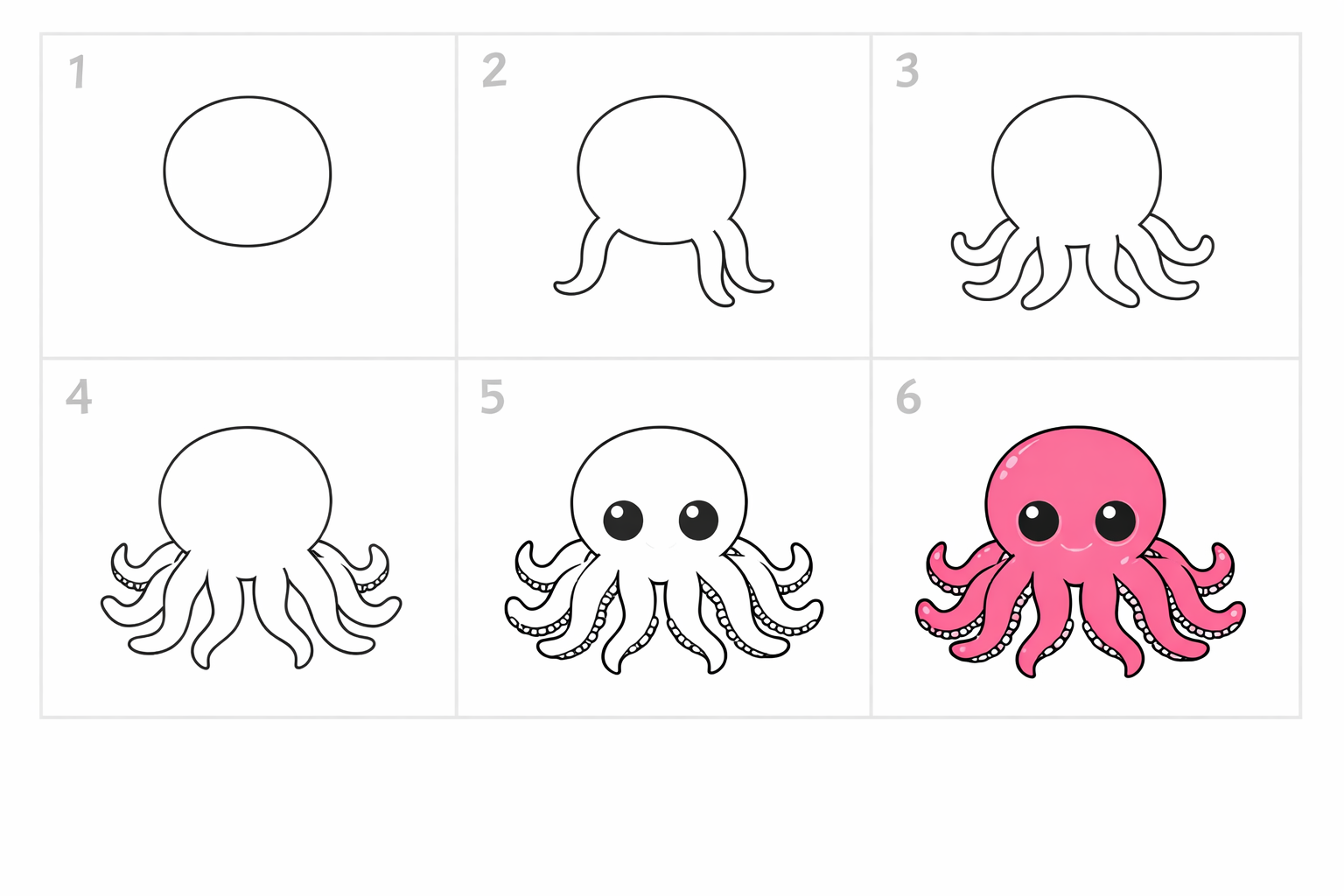 Cómo dibujar un pulpo paso a paso — paso 1