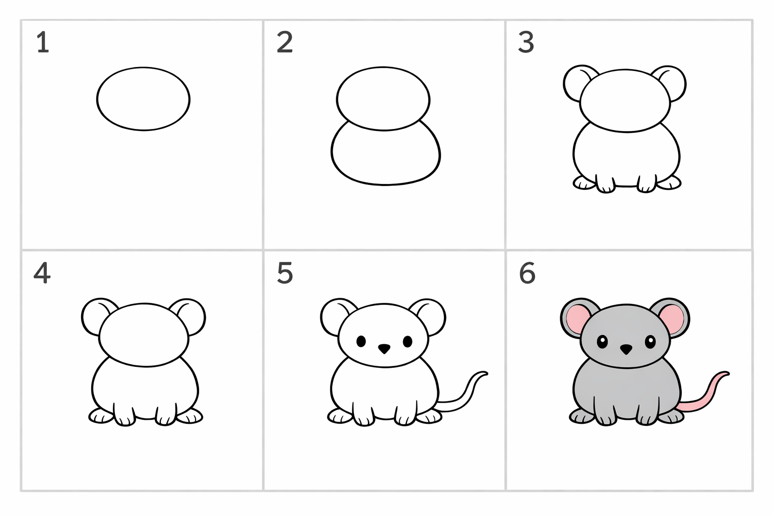 Cómo dibujar un ratón fácil en 5 pasos — paso 1