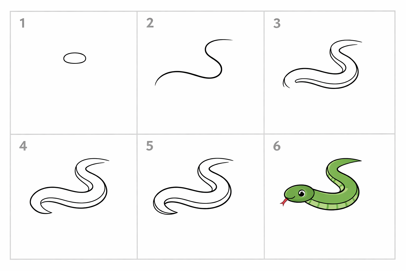 Cómo dibujar una serpiente en 5 pasos — paso 1