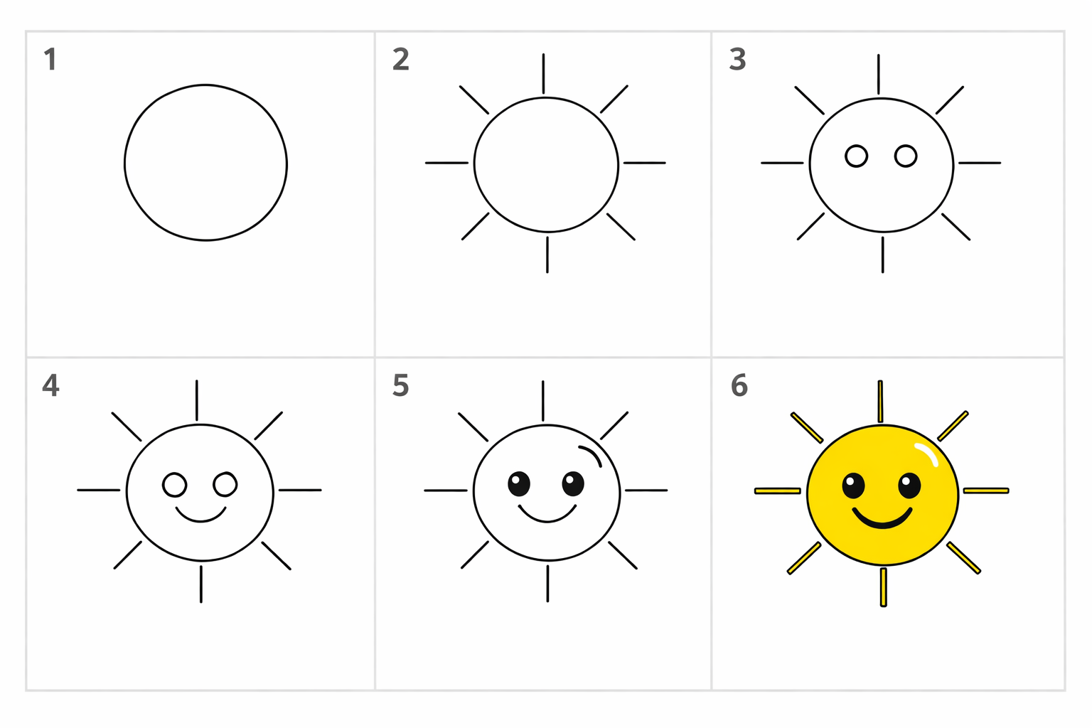Cómo dibujar un sol fácil en 5 pasos — paso 1