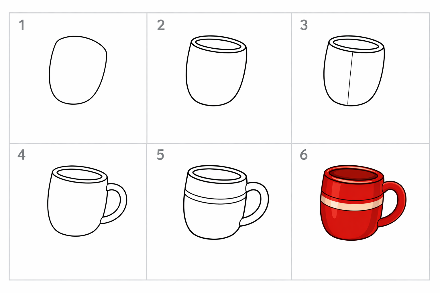 Cómo dibujar una taza fácil en 5 pasos — paso 1